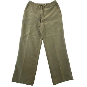 Christopher & Banks Pants Green Rayon Drawstring Womens 8 Straight Pockets